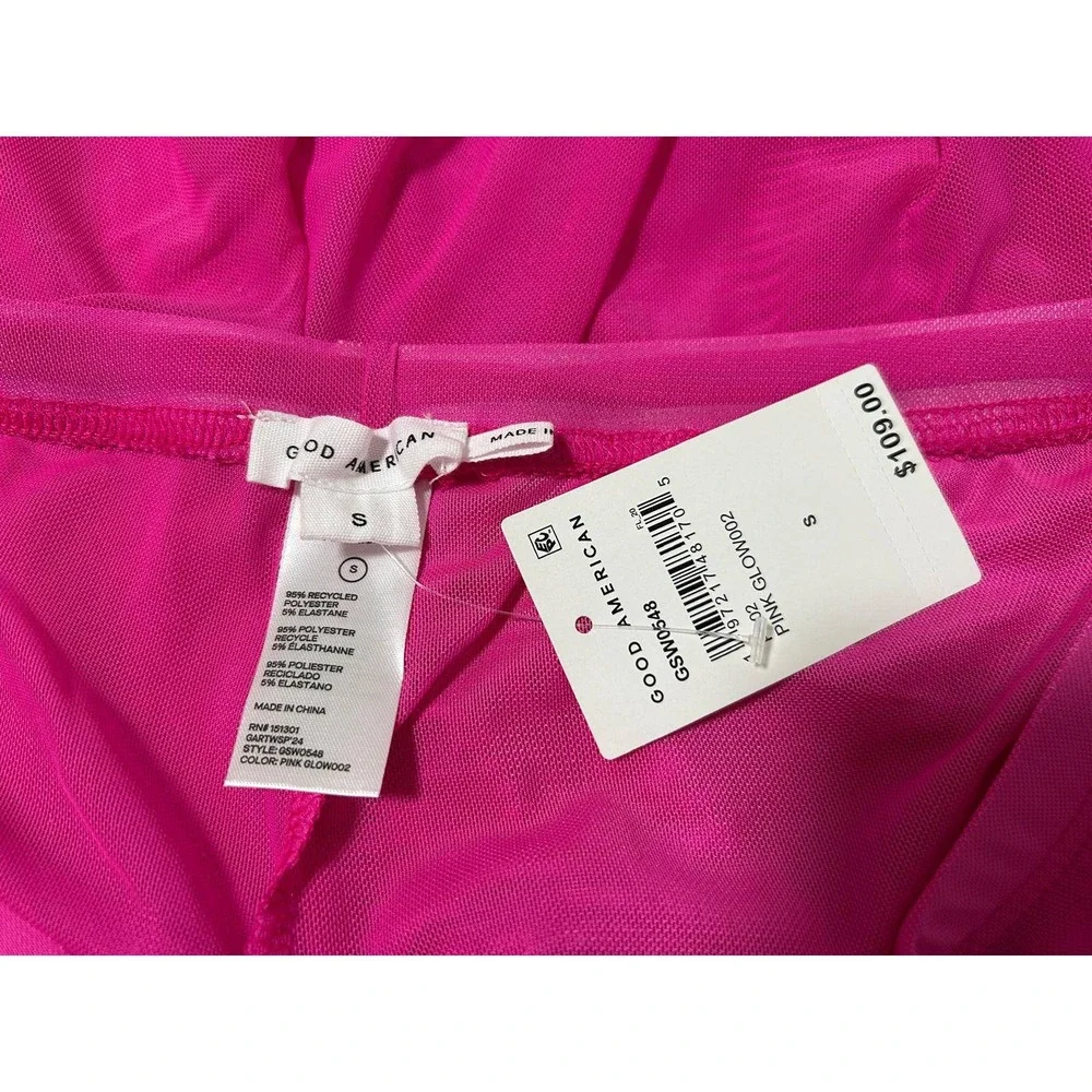 Good American Pink Glow Mesh Wide Leg Beach Cover Up Pants GSW0548 Womens Small